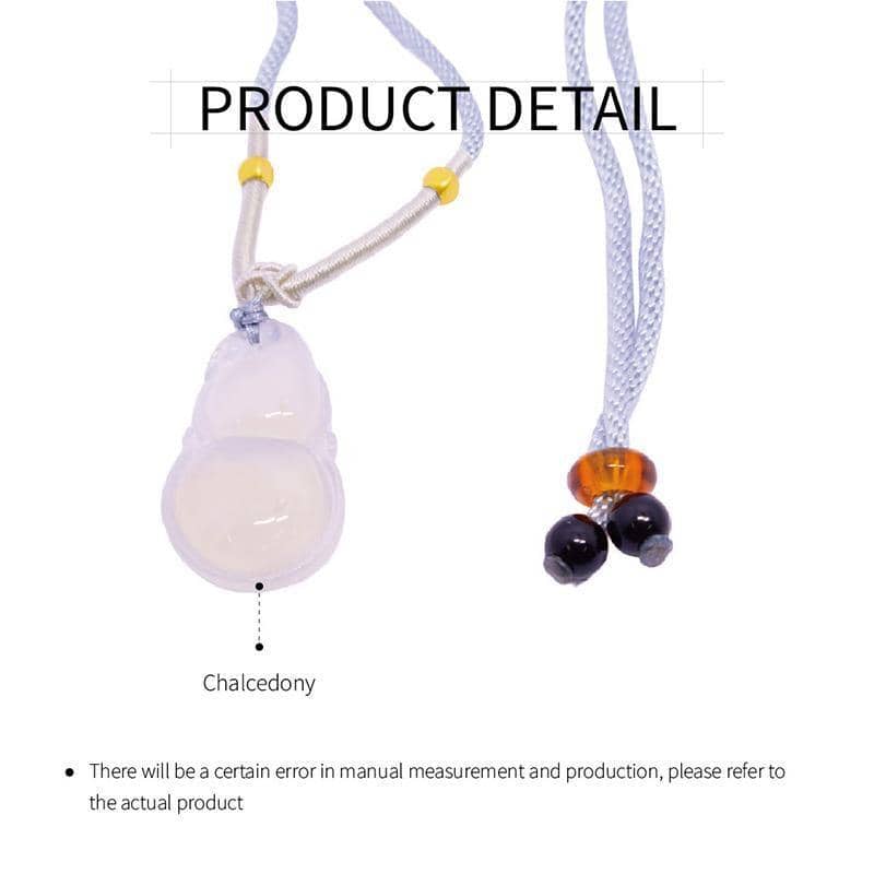 Chalcedony Gourd Pendant Necklace with Adjustable Rope Chain - Gourd Pendant - view 4