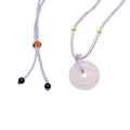 Chalcedony Round Pendant Necklace with Adjustable Rope Chain - Round Pendant