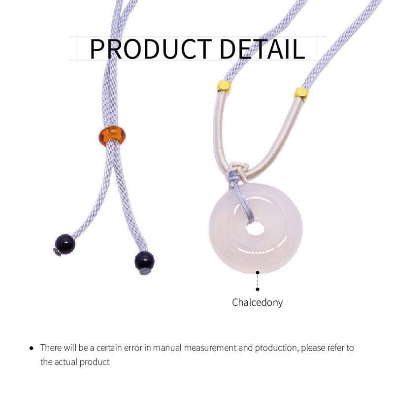 Chalcedony Round Pendant Necklace with Adjustable Rope Chain - Round Pendant - view 5