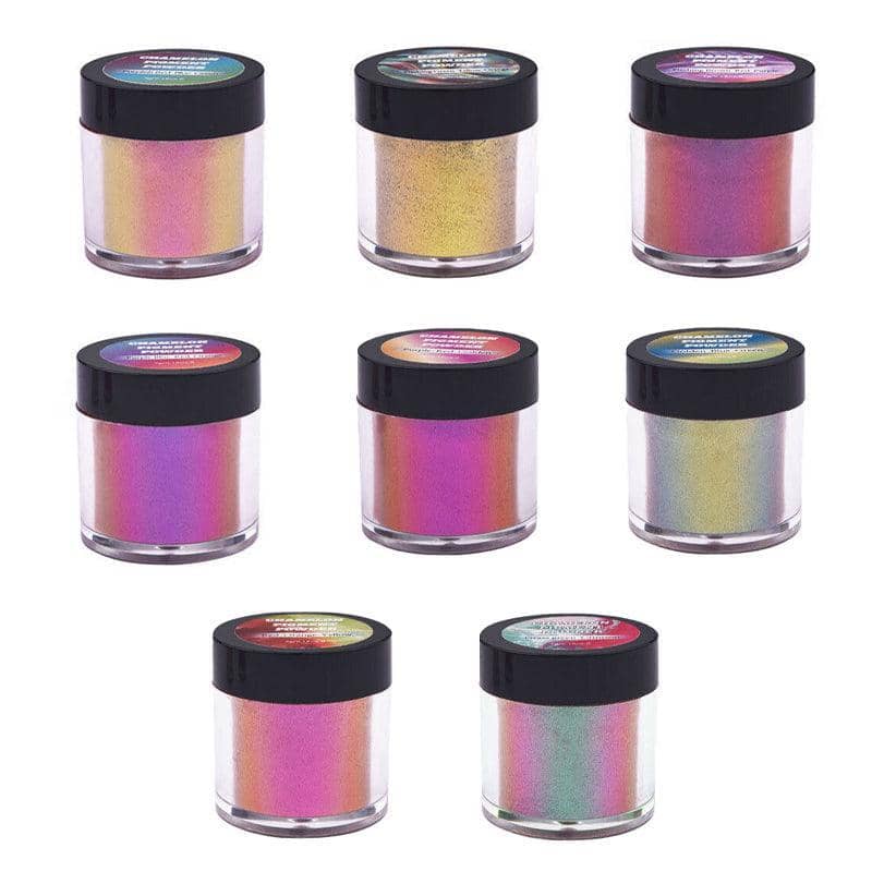 Chameleon Colour Shift Mica Powder Pigment - Pack of 8 Bottles, 8 Colours