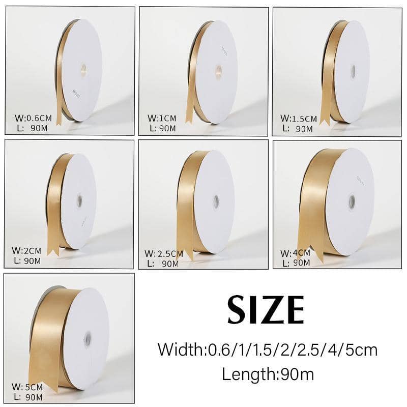 Champagne Gold Satin Ribbon - 2.5 cm Wide, Pack of 5 - view 4