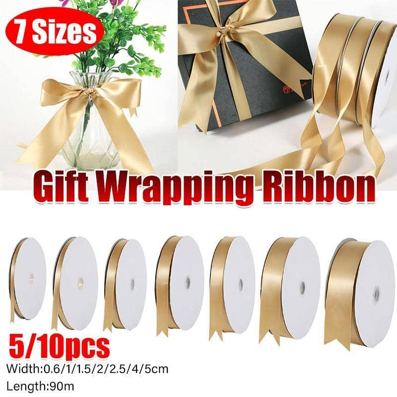 Champagne Gold Satin Ribbon - 5 cm Wide, Pack of 5 - view 2