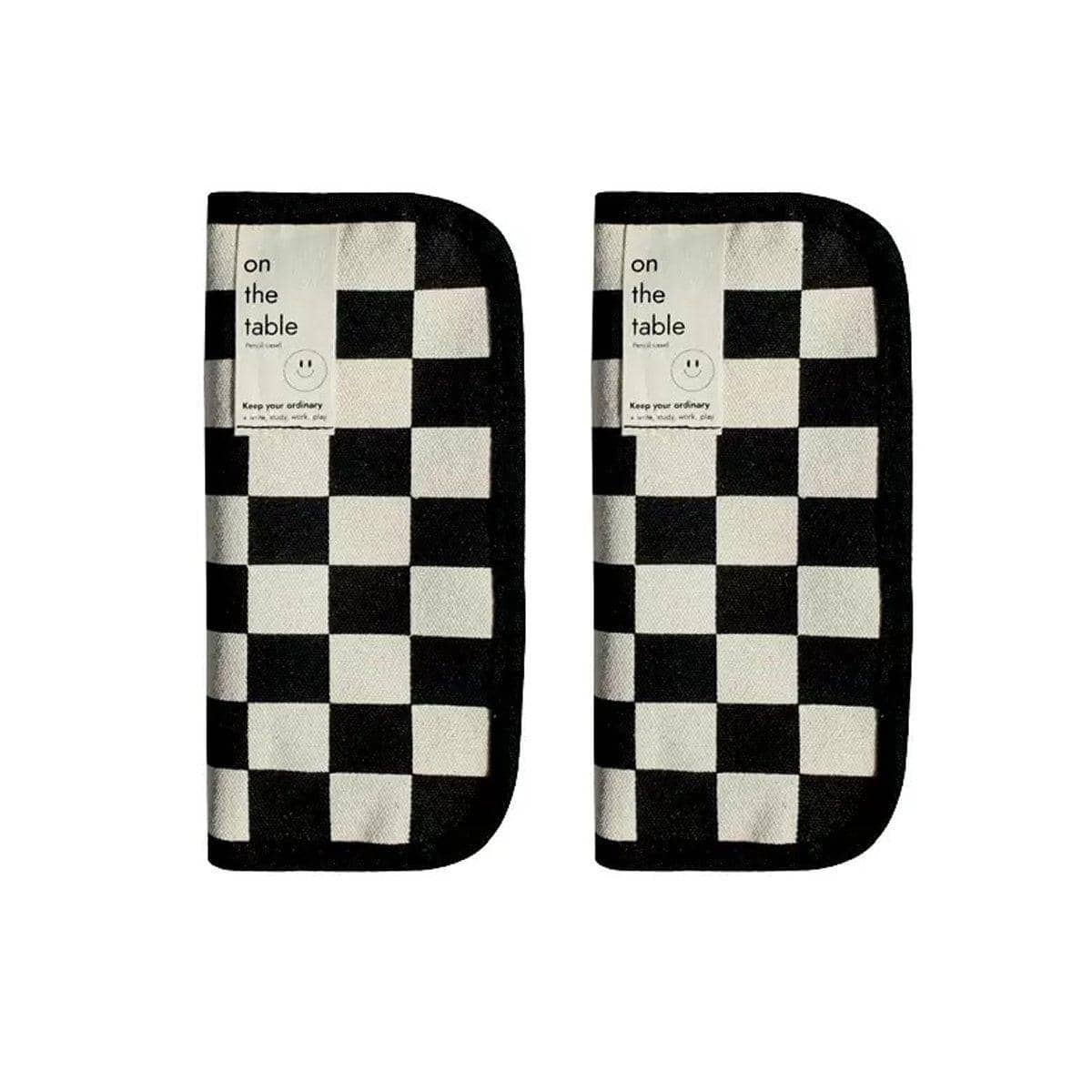 Checkerboard Canvas Pencil Case, Set of 2 - Black and White - view 2