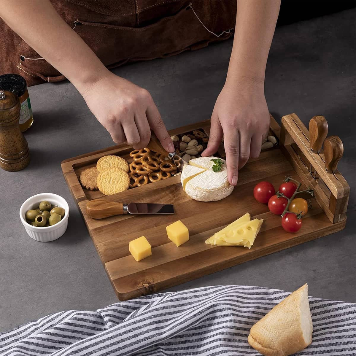 Cheese Knife Set of 4, Stainless Steel Blades with Acacia Wood Handles - view 4