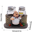Chef Resin Pepper Shaker Holder Ornament with Two Glass Bottles for Kitchen Decor - view 3