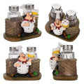 Chef Resin Pepper Shaker Holder Ornament with Two Glass Bottles for Kitchen Decor - view 4