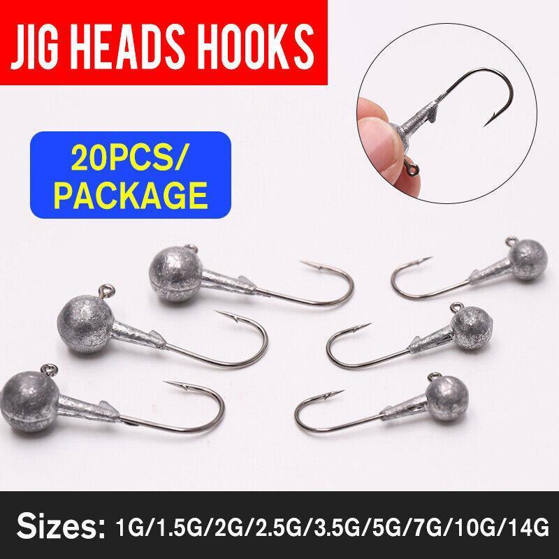Chemically Sharpened Jig Head Fishing Hooks for Soft Bait Lures - 10 g, Pack of 20 - view 2