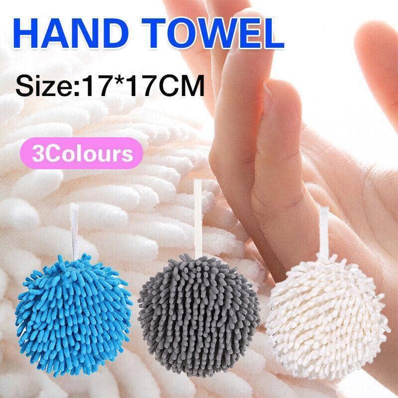Chenille Hanging Ball Hand Towel for Kitchen and Bathroom - Grey - view 2