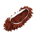 Chenille Mop Slippers Floor Cleaning Shoe Covers - Brown, 1 Pair
