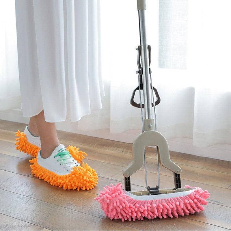 Chenille Mop Slippers Floor Cleaning Shoe Covers - Brown, 1 Pair - view 5
