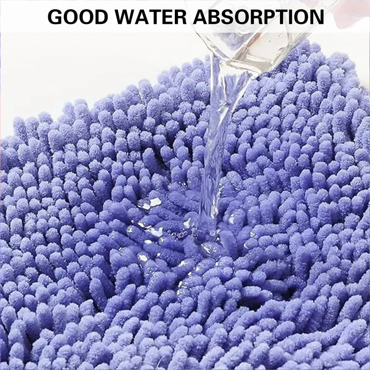 Chenille Non-Slip Bath Mat - 60 x 40 cm, Light Purple - view 5
