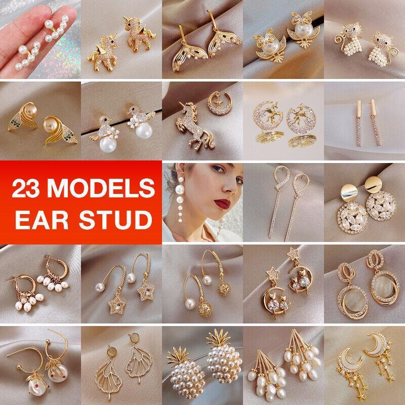 Cherry Pearl-Style Drop Earrings for Women - Gold-Tone Hoops with Red Stones - view 2