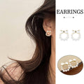 Chic Dainty Bow Earrings for Women, Round Imitation Pearl