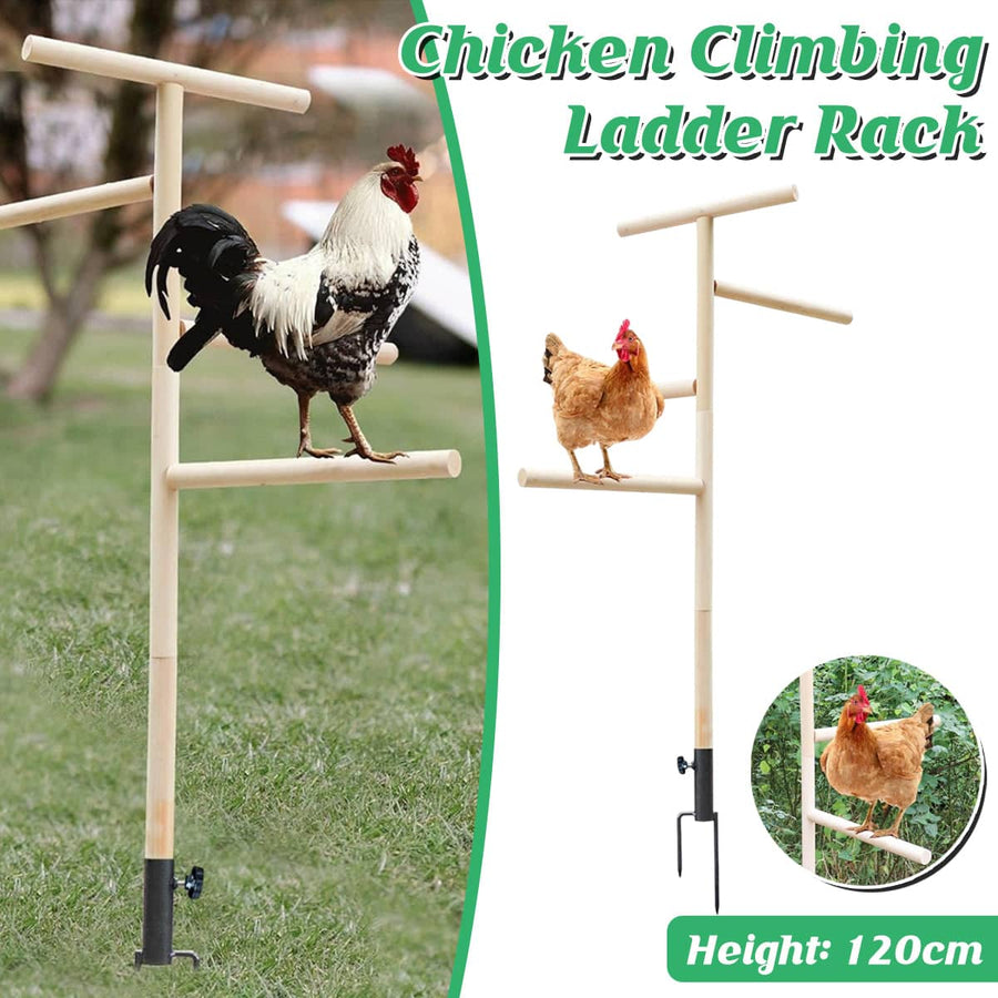 Chicken Climbing Ladder Rack for Poultry and Rabbits, Wooden Play Stand