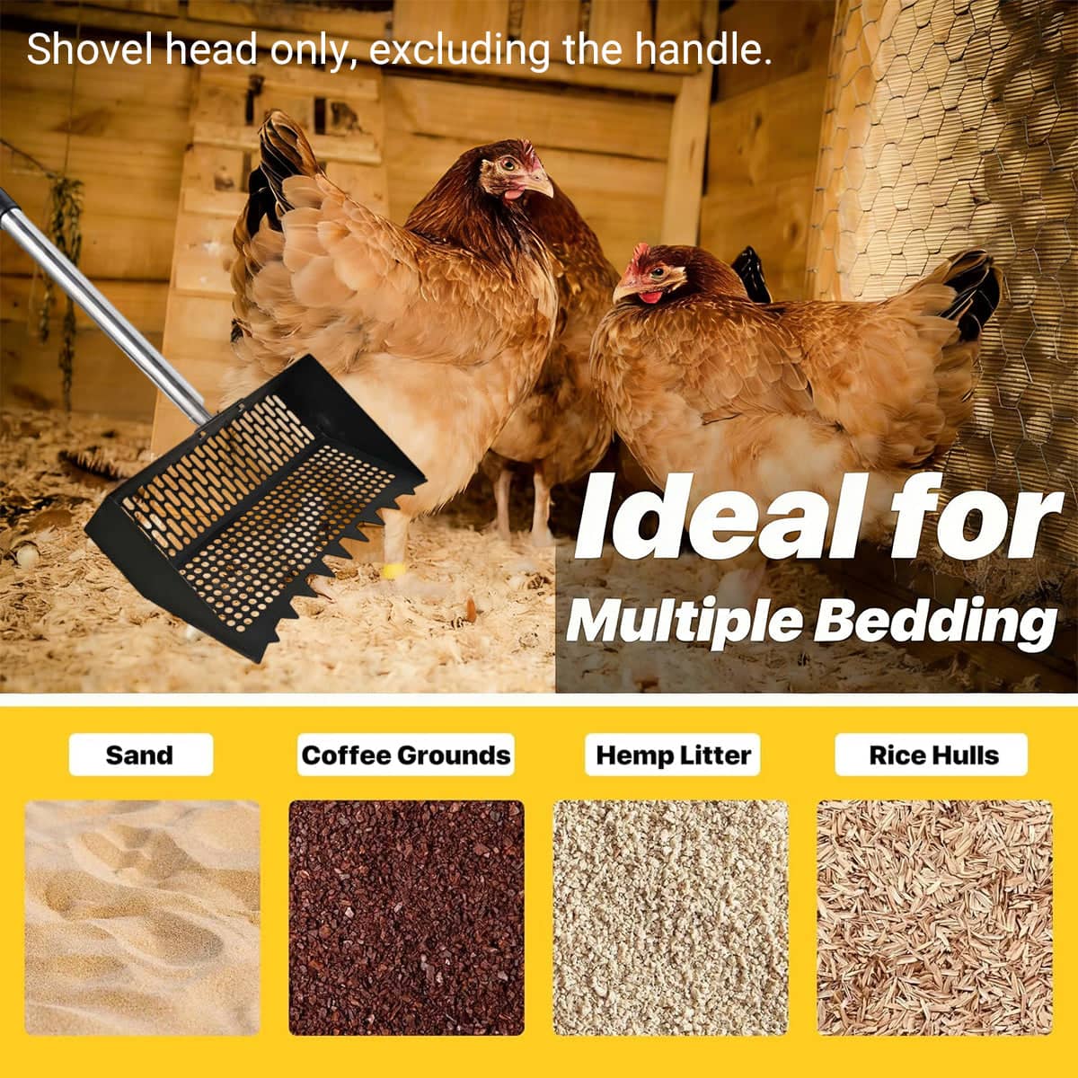 Chicken Coop Cleaning Shovel Head - Metal Litter Scoop and Sifter, Black - view 4