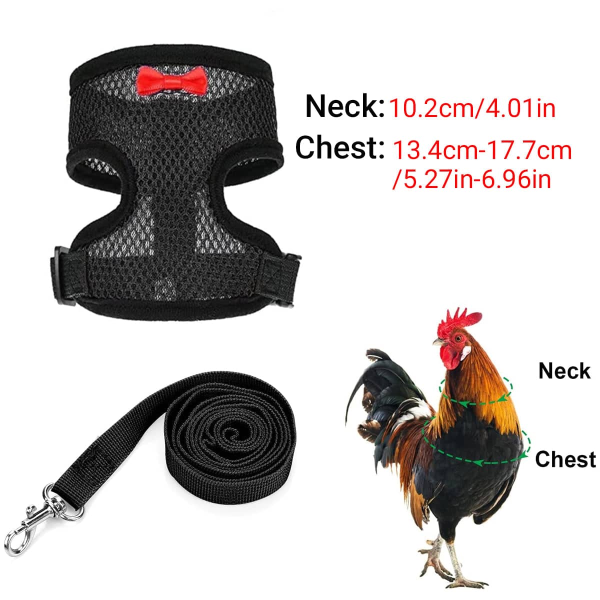 Chicken Harness and Leash Set, Adjustable Breathable Walking Vest for Poultry - Pink - view 4