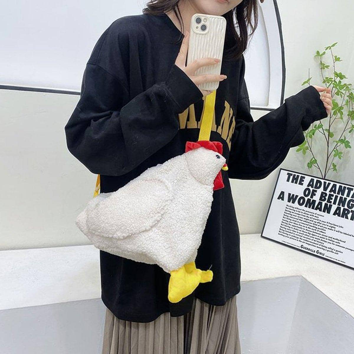 Chicken Plush Crossbody Shoulder Bag - Brown - view 5