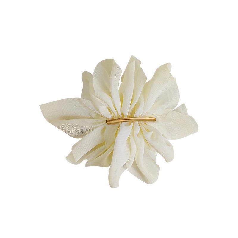 Chiffon Flower Hair Clip for Women - Beige