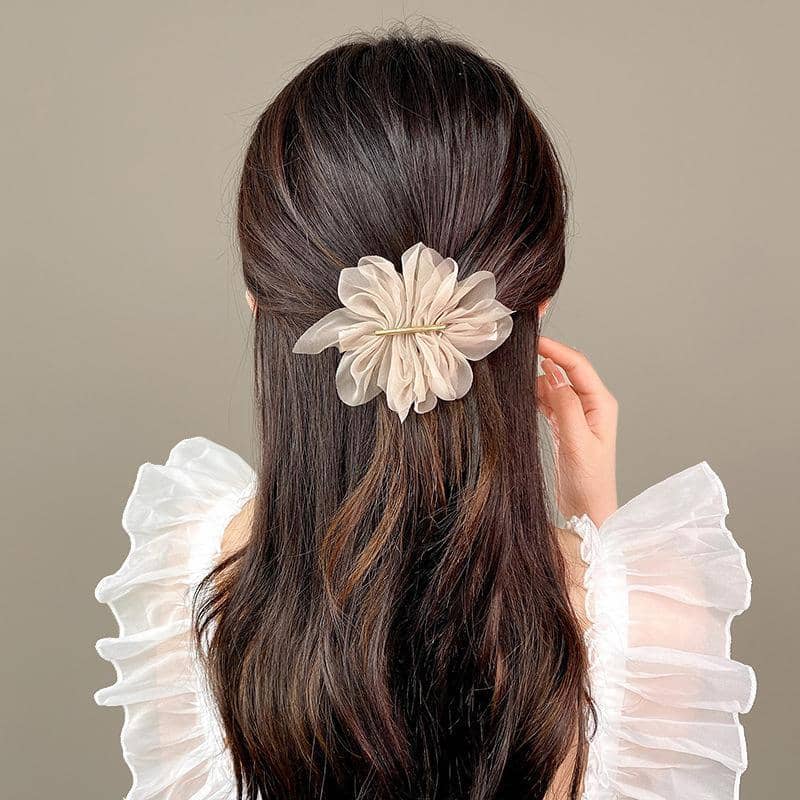 Chiffon Flower Hair Clip for Women - Khaki - view 4