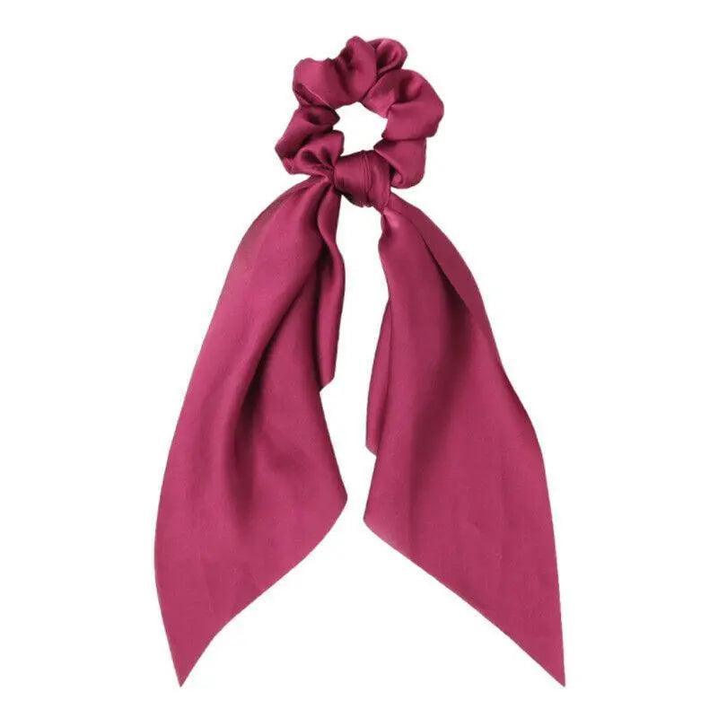 Chiffon Ponytail Scarf Bow Elastic Hair Tie Scrunchie - Champagne - view 3