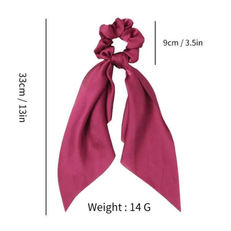 Chiffon Ponytail Scarf Bow Elastic Hair Tie Scrunchie - Champagne - view 6