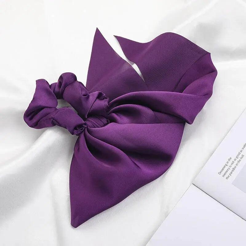 Chiffon Ponytail Scarf Bow Elastic Hair Tie Scrunchie - Champagne - view 8