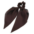 Chiffon Ponytail Scarf Bow Elastic Hair Tie Scrunchie - Coffee Brown