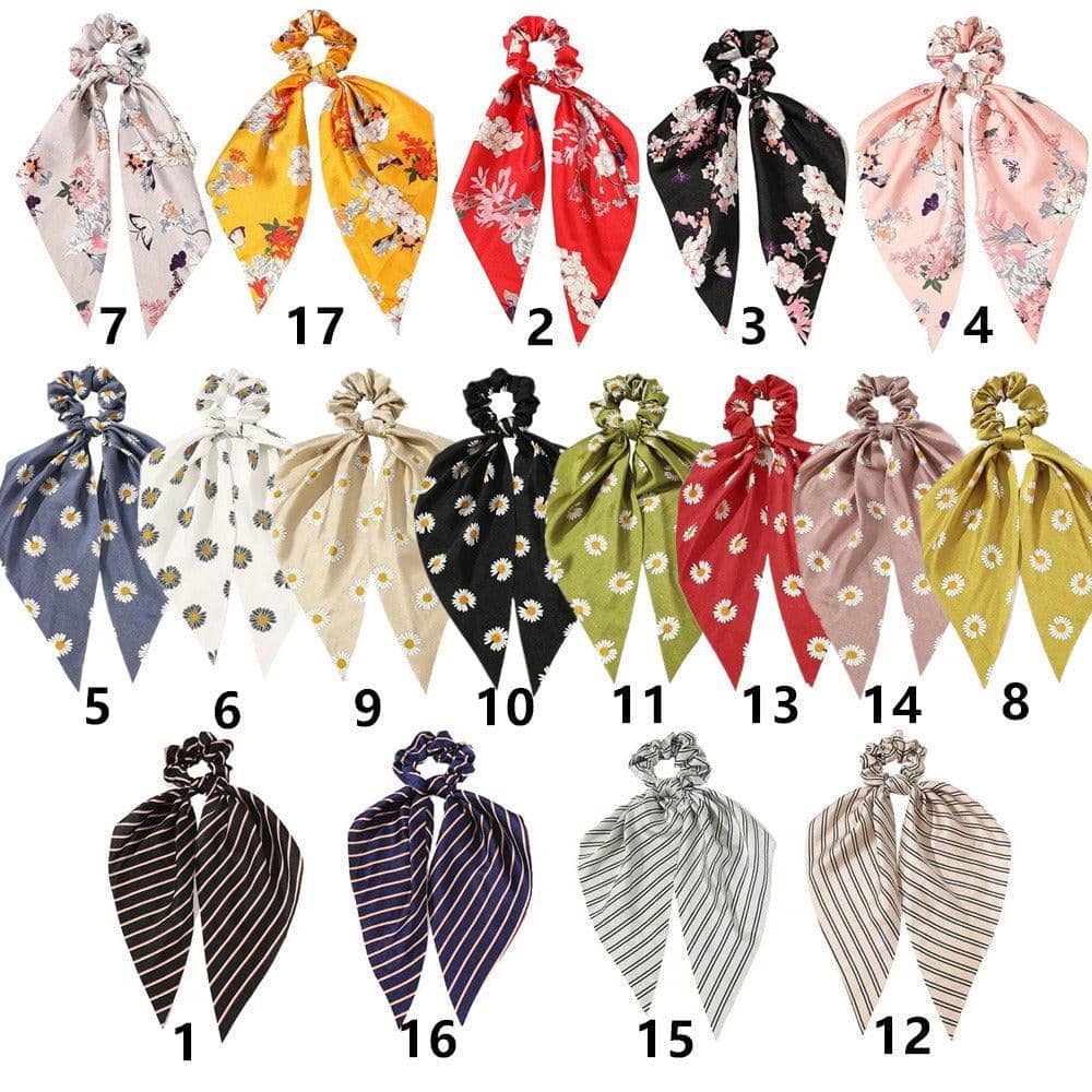 Chiffon Ponytail Scarf Bow Elastic Hair Tie Scrunchie - Colour 1 - view 4