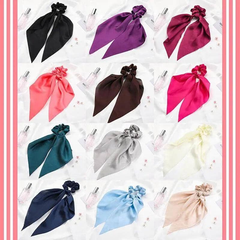 Chiffon Ponytail Scarf Bow Elastic Hair Tie Scrunchie - Colour 17 - view 5