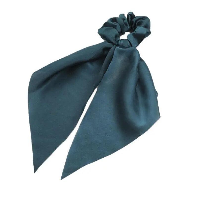 Chiffon Ponytail Scarf Bow Elastic Hair Tie Scrunchie - Green