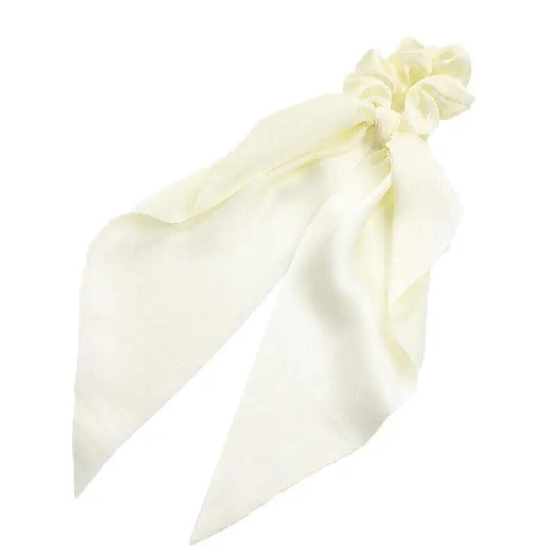 Chiffon Ponytail Scarf Bow Elastic Hair Tie Scrunchie - Yellow