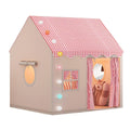 Children Indoor Play Tent House with Curtain and Windows - Red