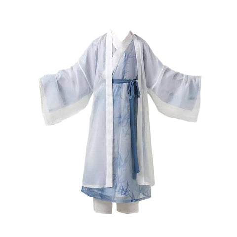 Children's Autumn Hanfu Set, Tang Style - Blue and White, Size 140 (Height 135-145 cm)