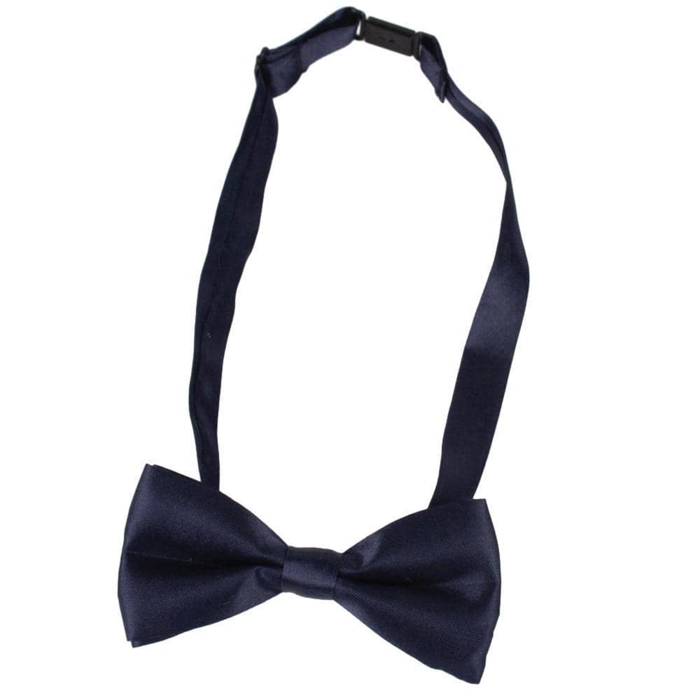 Children's Pre-Tied Double Layer Bow Tie, Glossy Finish - Navy Blue