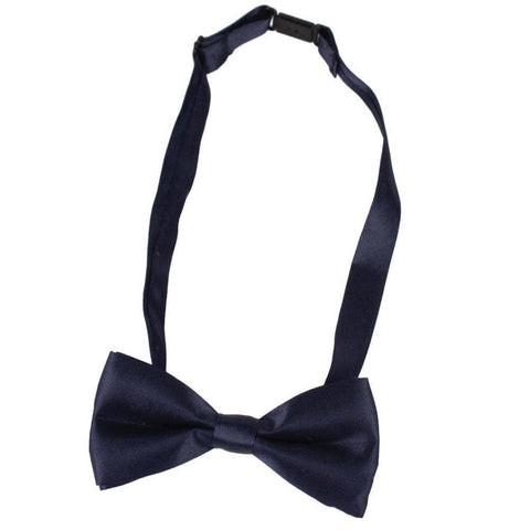 Children's Pre-Tied Double Layer Bow Tie, Glossy Finish - Navy Blue