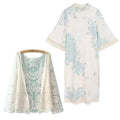 Chinese Style Cheongsam Dress with Inverted Big Sleeves - Size S (Bust 84 cm) - view 3