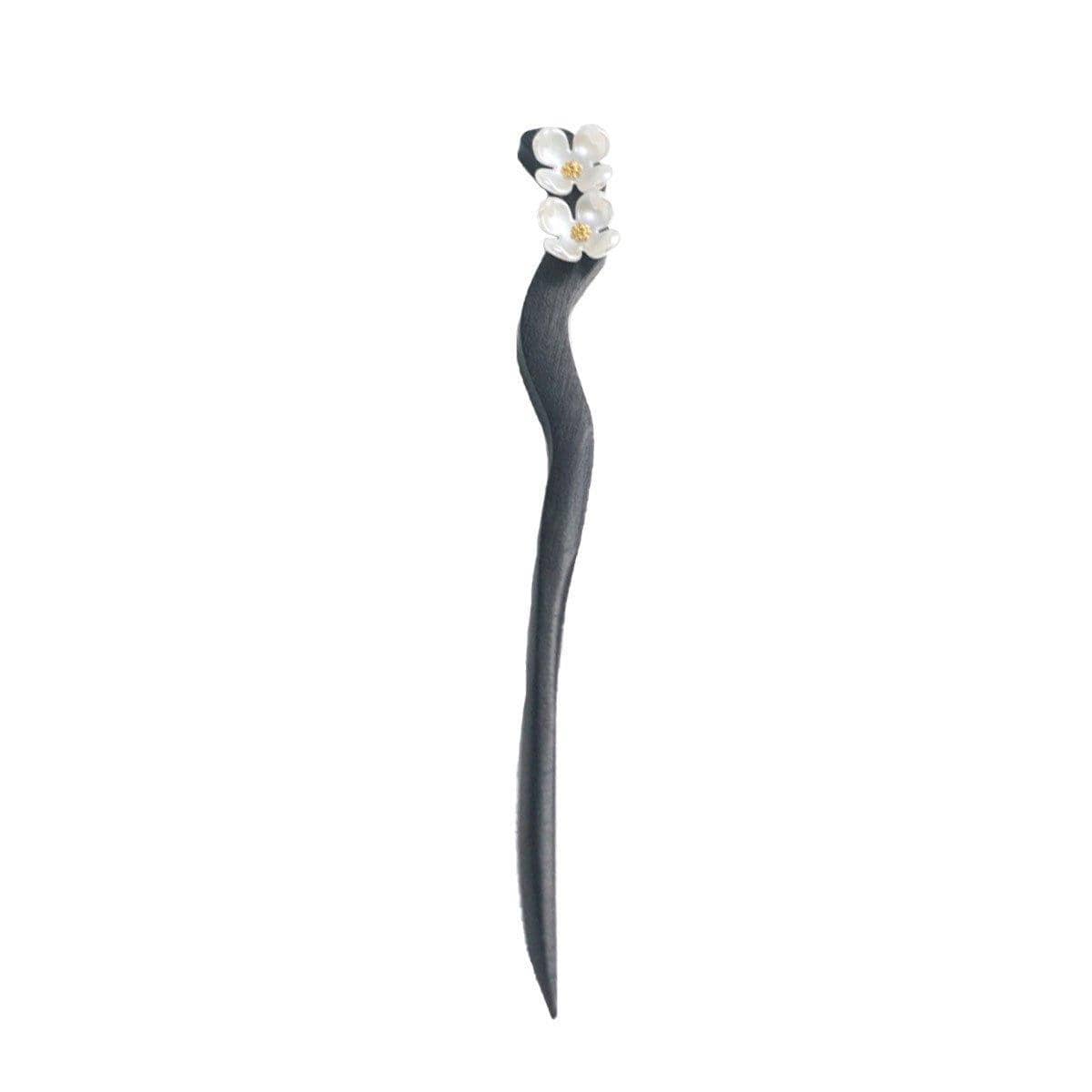 Chinese Style Epiphyllum Hairpin with White Blossoms for Hanfu and Updos - view 2