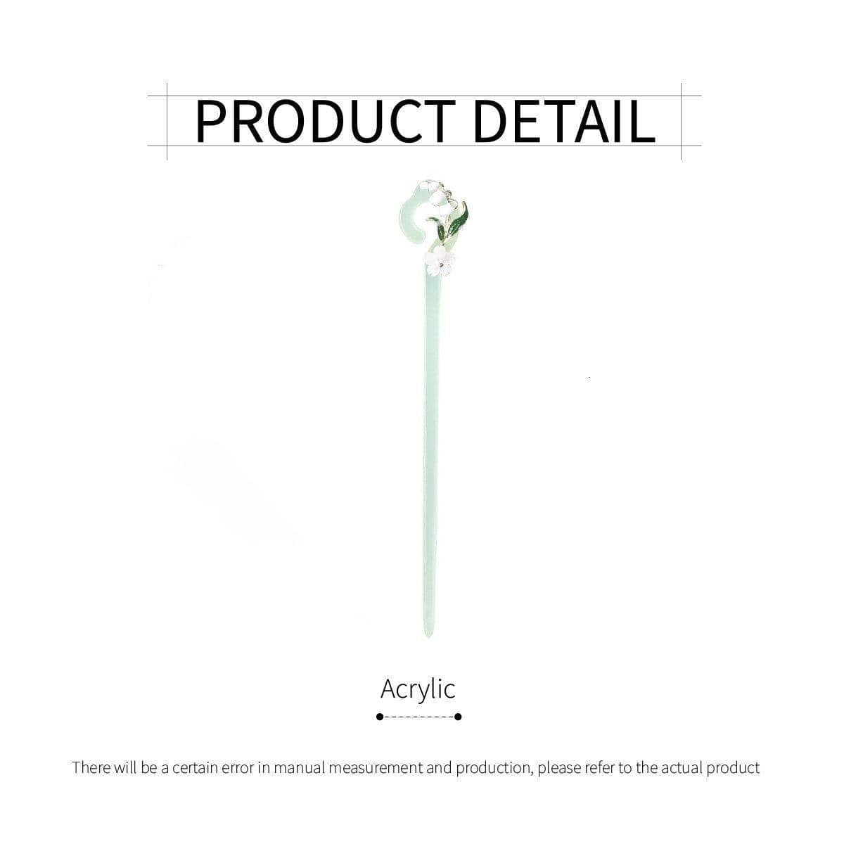 Chinese Style Green Hairpin with White Flower Design for Hanfu - view 3