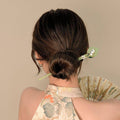 Chinese Style Green Hairpin with White Flower Design for Hanfu - view 5