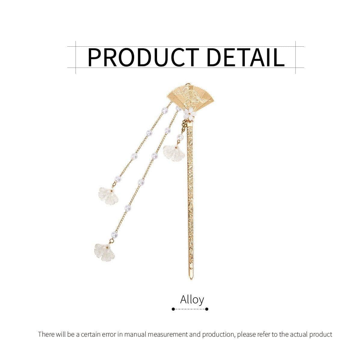 Chinese Style Hanfu Hairpin Folding Fan Fringe Headdress - view 3