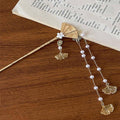 Chinese Style Hanfu Hairpin Folding Fan Fringe Headdress - view 4