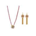 Chinese Style Pink Beaded Necklace - Flower Pendant - view 3