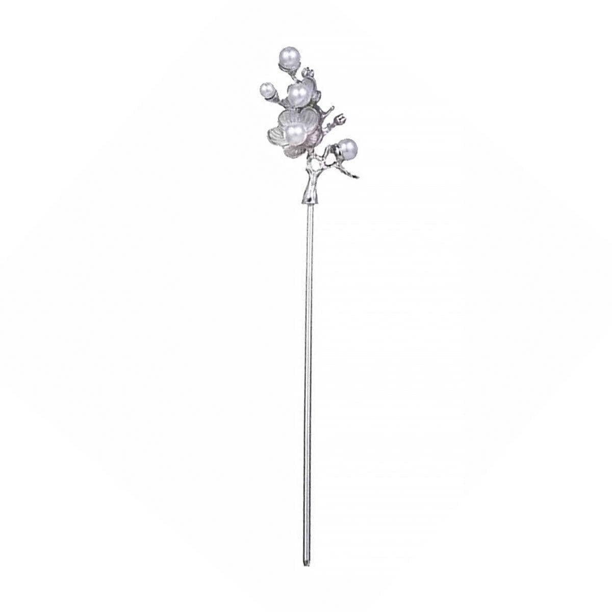 Chinese Style Plum Blossom Hairpin with Imitation Pearl Fringe - view 2