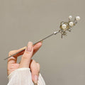 Chinese Style Plum Blossom Hairpin with Imitation Pearl Fringe - view 5