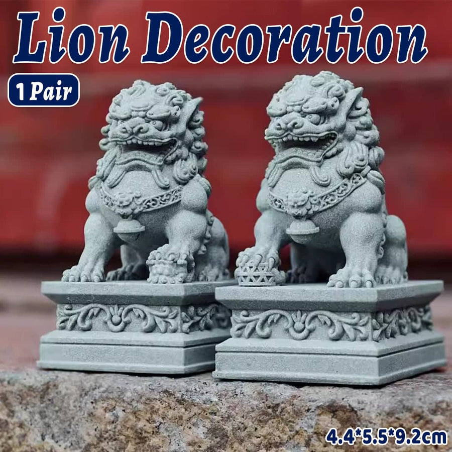Chinese Style Small Stone Lion Decoration Home Desktop Decor Art Craft - 1 Pair