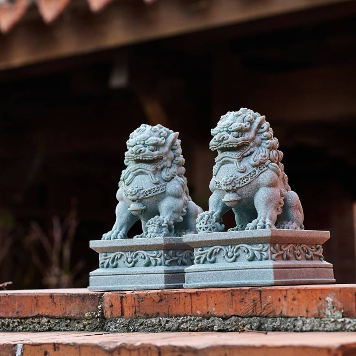 Chinese Style Small Stone Lion Decoration Home Desktop Decor Art Craft - 1 Pair - view 4