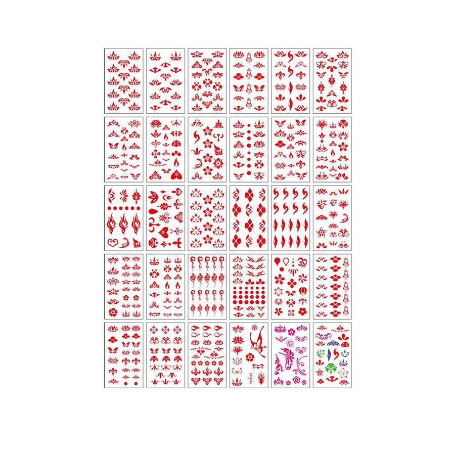 Chinese Style Waterproof Forehead Stickers - Red Lotus, Flame and Dot Designs