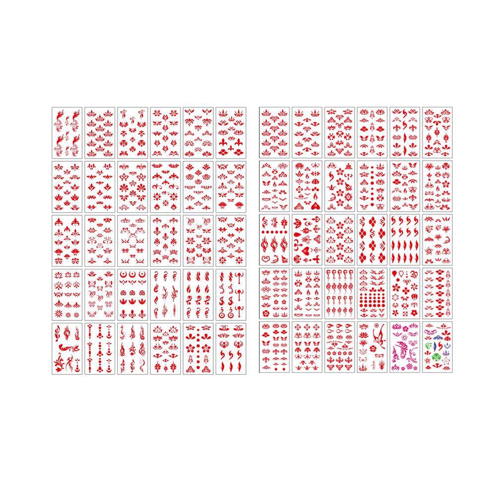 Chinese Style Waterproof Forehead Stickers - Red Lotus, Flame and Dot Designs - view 3