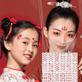 Chinese Style Waterproof Forehead Stickers - Red Lotus and Flower Designs - view 2