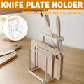 Chopping Board and Knife Holder Rack - White and Natural Wood
